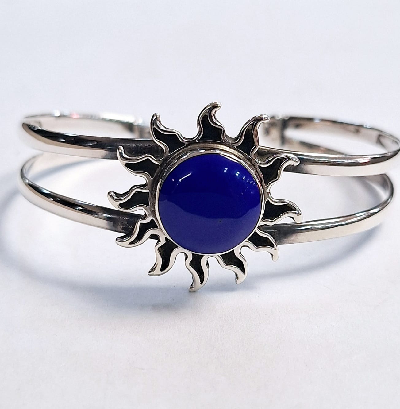 BRAZALETE CON LAPIZLASULI EN PLATA LEY 925