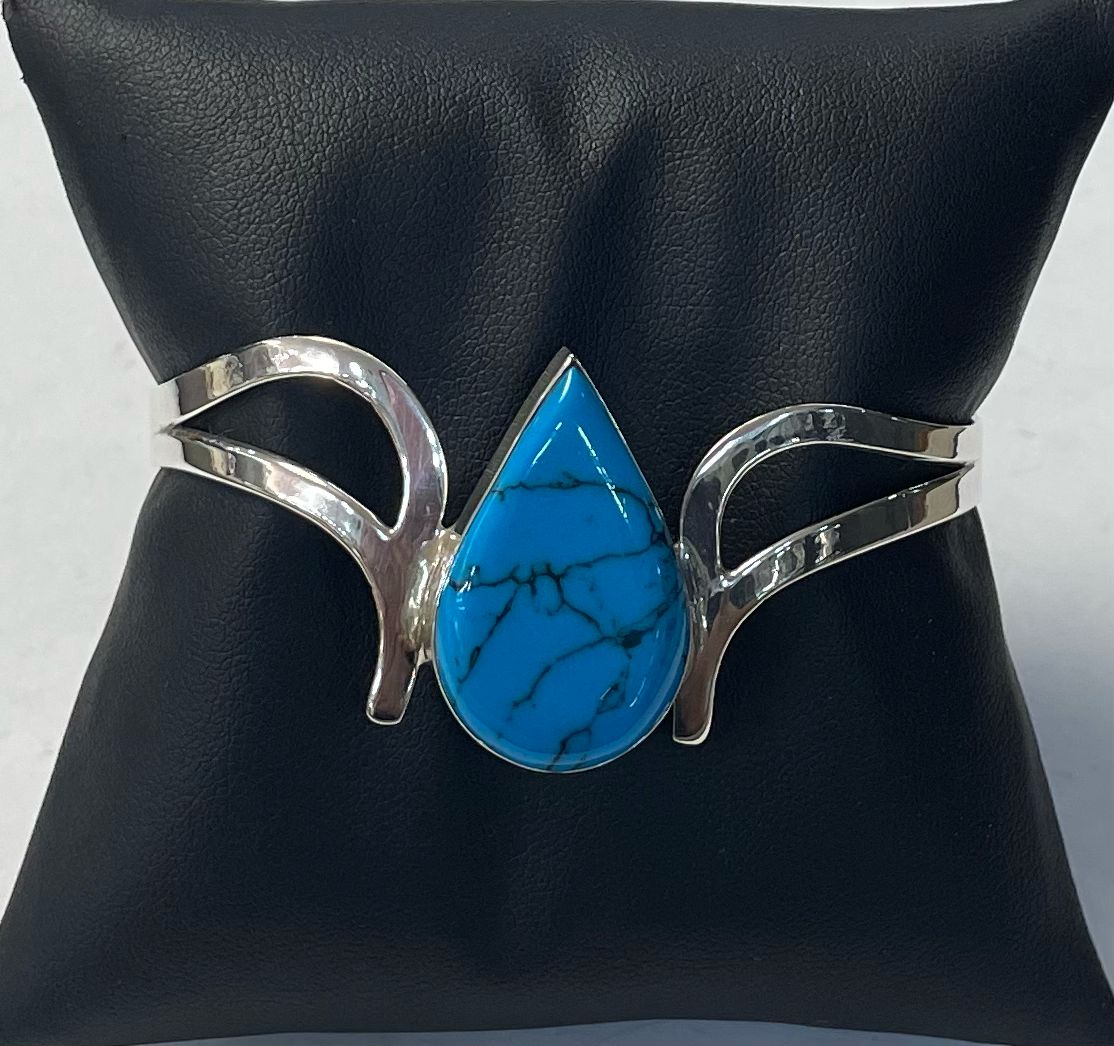 BRAZALETE CON TURQUESA EN PLATA LEY 925