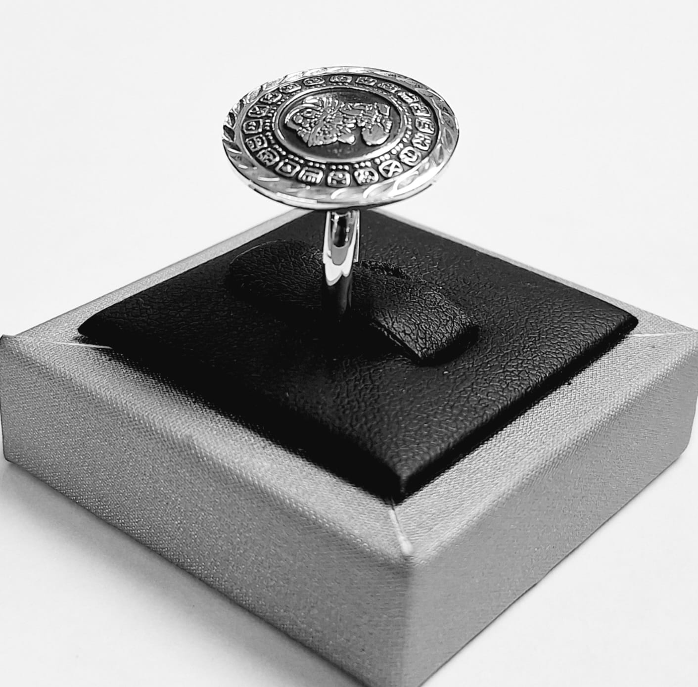 ANILLO CALENDARIO MAYA EN PLATA LEY 925