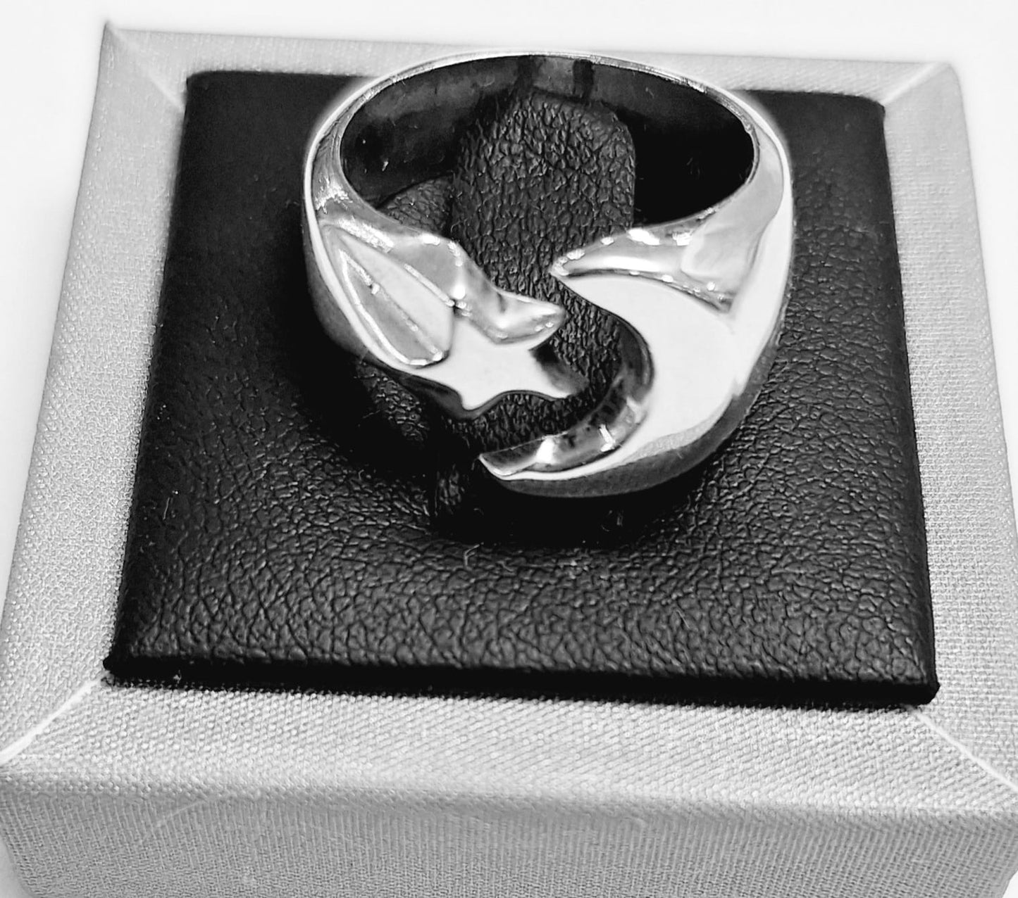 ANILLO LUNA Y ESTRELLA , PLATA LEY 925