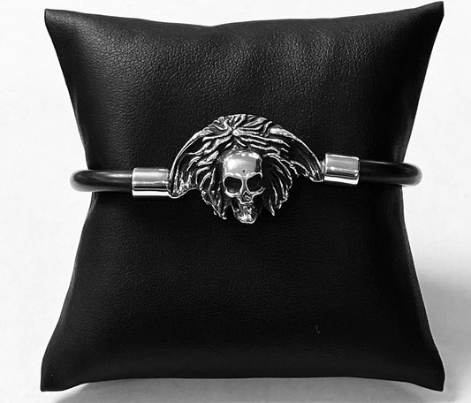 Brazalete en Plata Ley 925 con Caucho, vista frontal
