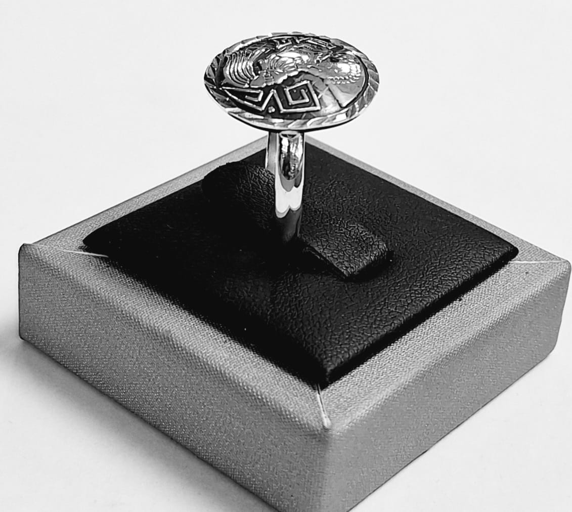 ANILLO DIAMANTADA CABEZA DE PALENQUE EN PLATA LEY 925
