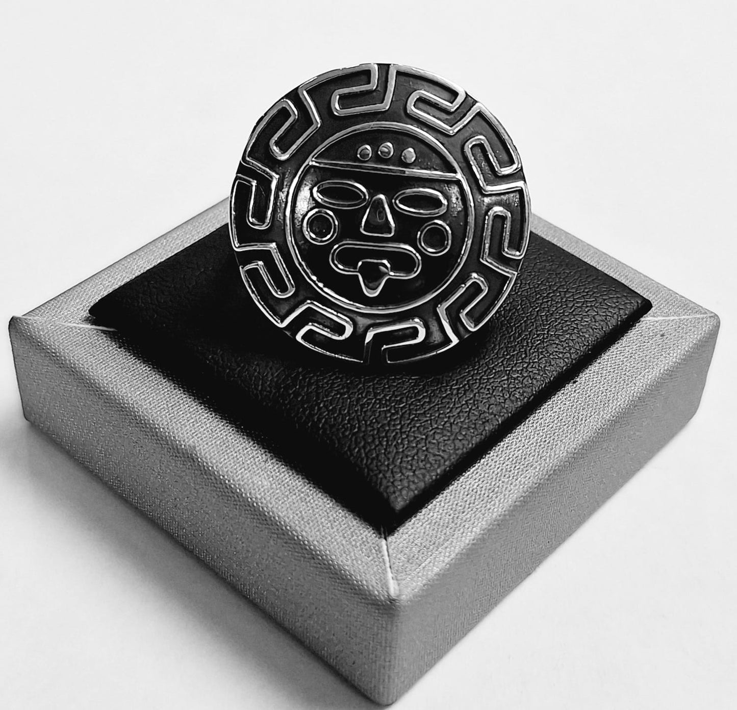 ANILLO AZTECA EN PLATA LEY 925