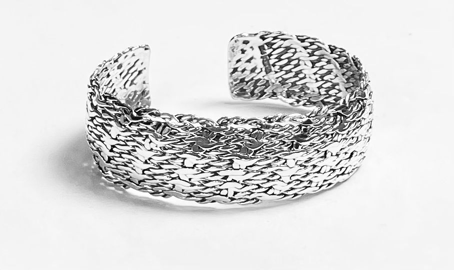 BRAZALETE TEJIDO EN PLATA LEY 925