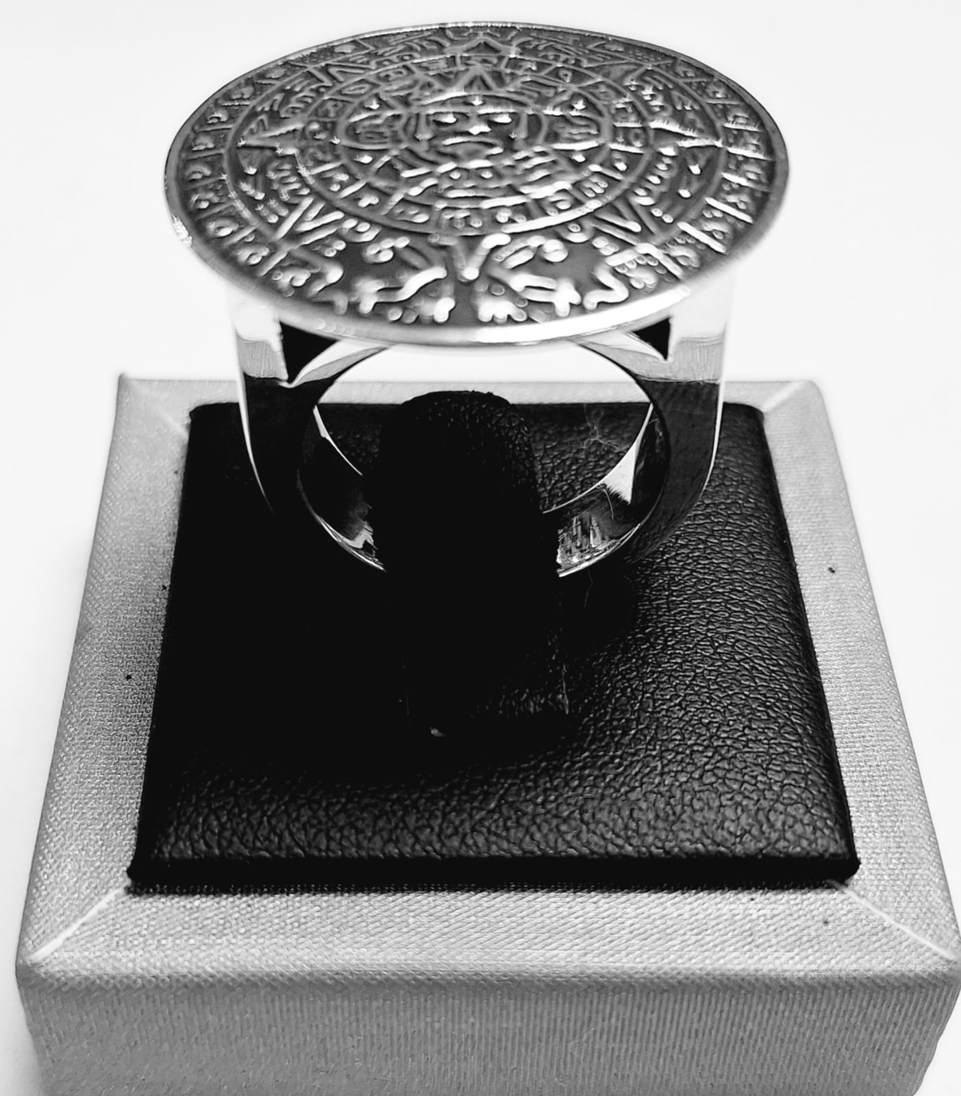 ANILLO CALENDARIO AZTECA EN PLATA LEY 925