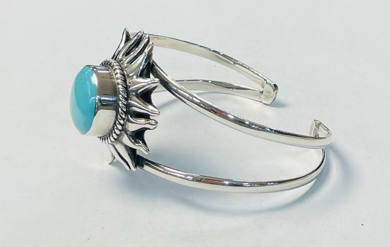 BRAZALETE CON TURQUESA EN PLATA LEY 925