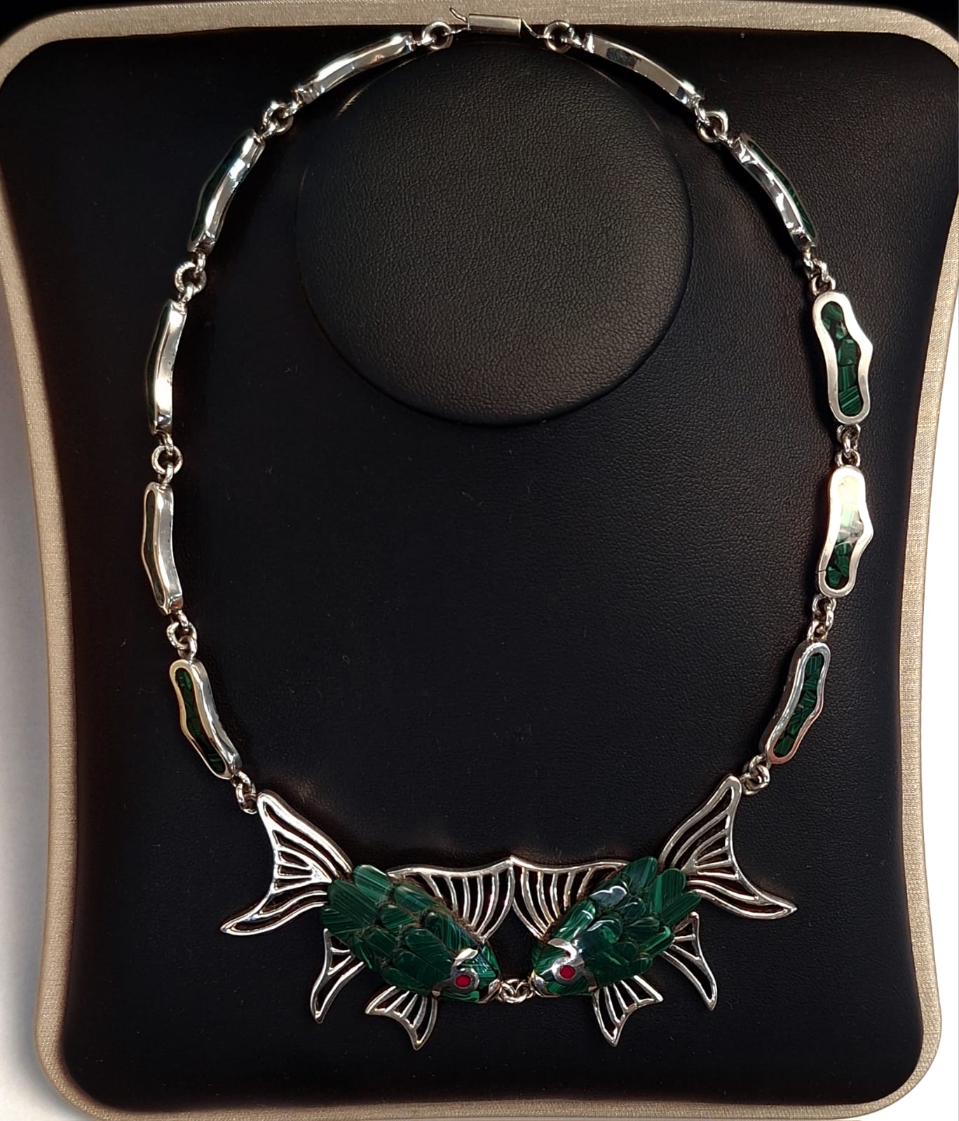 COLLAR VINTAGE PESCADO CON INCRUSTACINES EN PLATA LEY 950