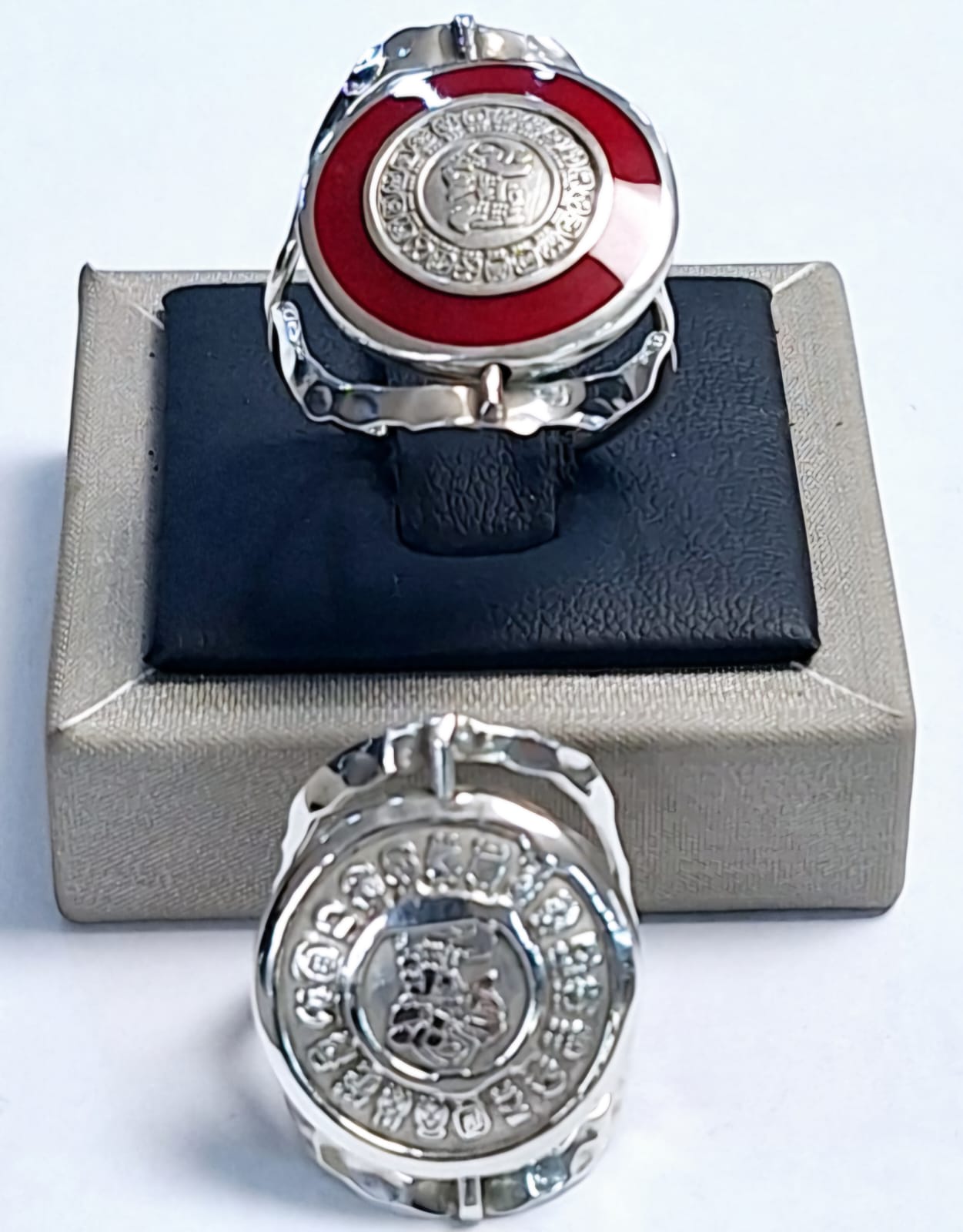 ANILLO DOBLE VISTA CALENDARIO MAYA EN PLATA LEY 925