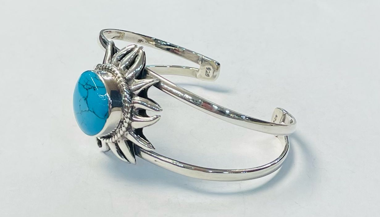 BRAZALETE CON TURQUESA EN PLATA LEY 925
