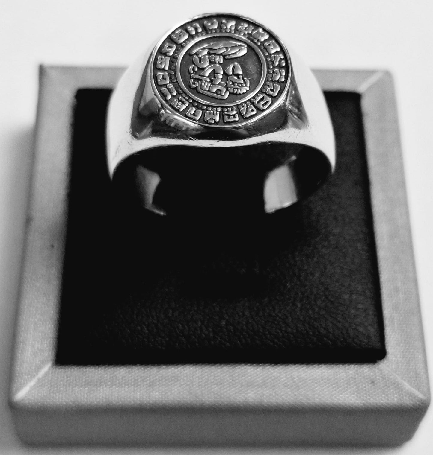 ANILLO CALENDARIO MAYA EN PLATA LEY 925