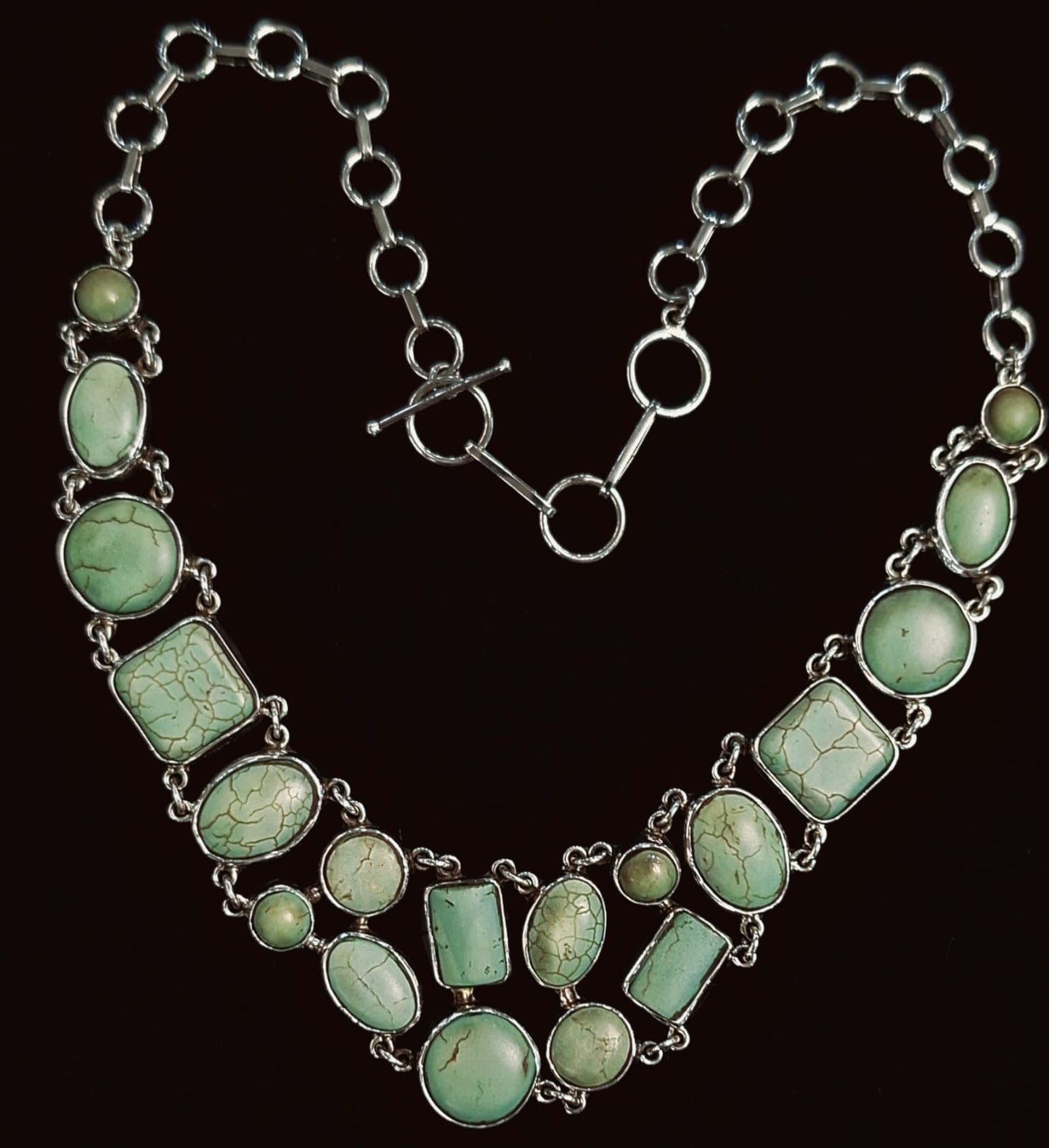COLLAR CON INCRUSTACIONES DE TURQUESA PLATA LEY 925