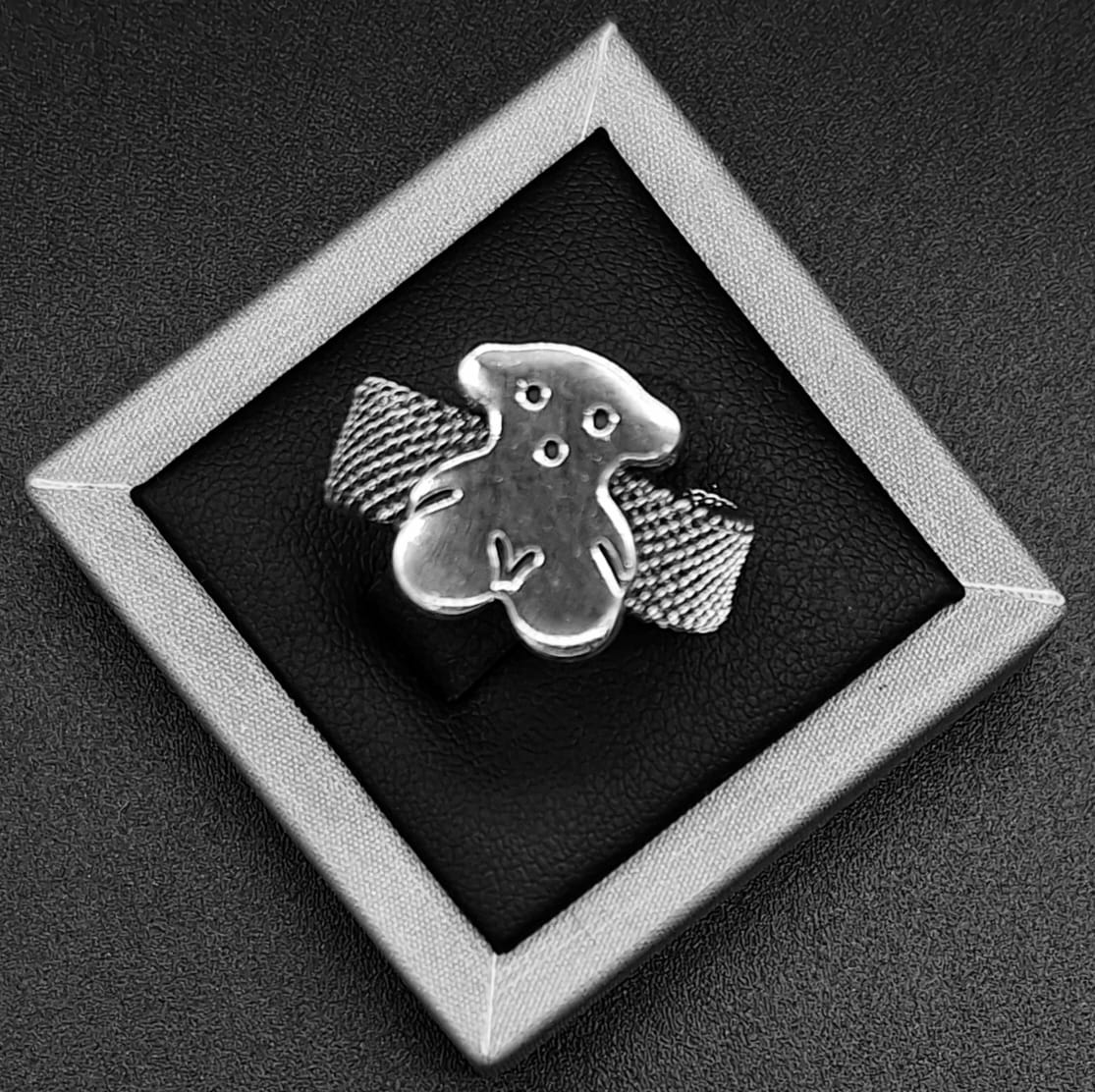 ANILLO PLATA LEY 925 , OSO .