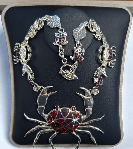 Collar con Incrustaciones de Ópalo en Plata Ley 950, vista frontal
