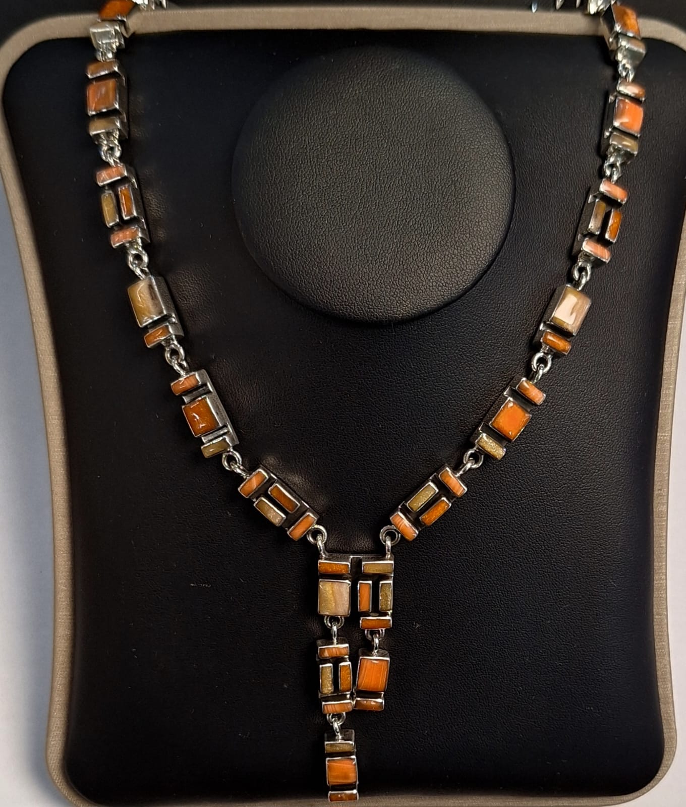 COLLAR MOSAICO CON INCRUSTACIONES DE PIEDRA EN PLATA LEY 925