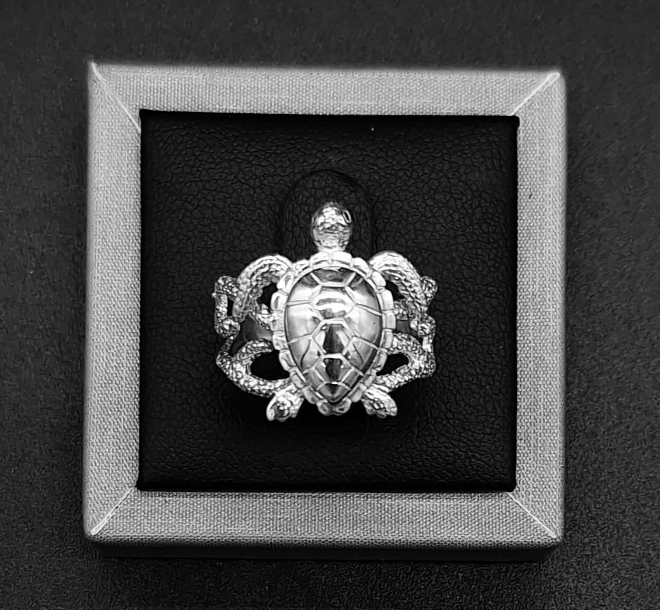 ANILLO PLATA LEY 950, TORTUGA
