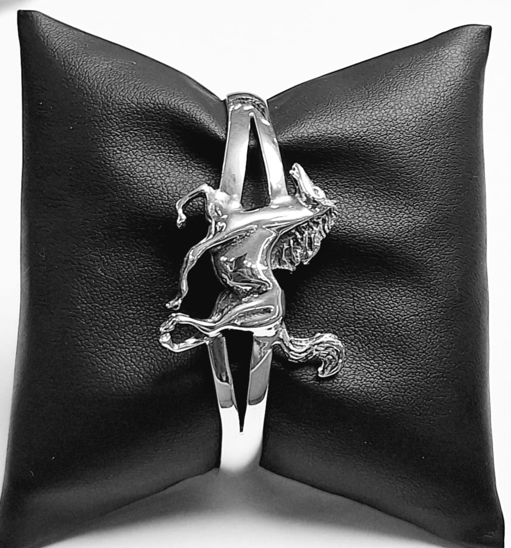 BRAZALETE CABALLO EN PLATA LEY 925
