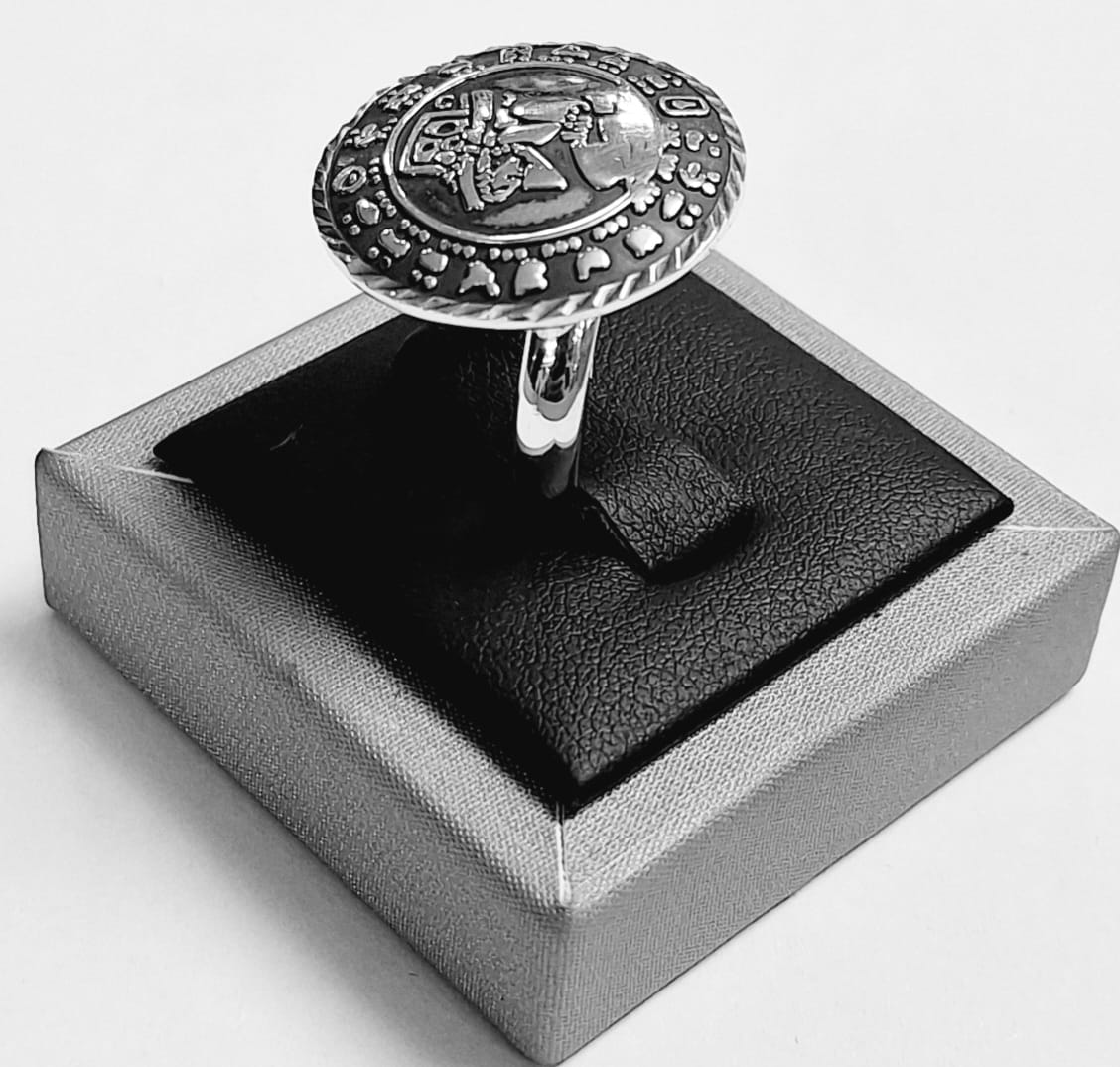 ANILLO CALENDARIO MAYA EN PLATA LEY 925
