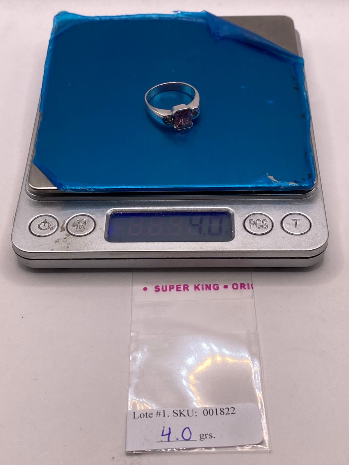 Anillo Artesanal con Zirconia Rosa y Blanca en Plata Ley .925