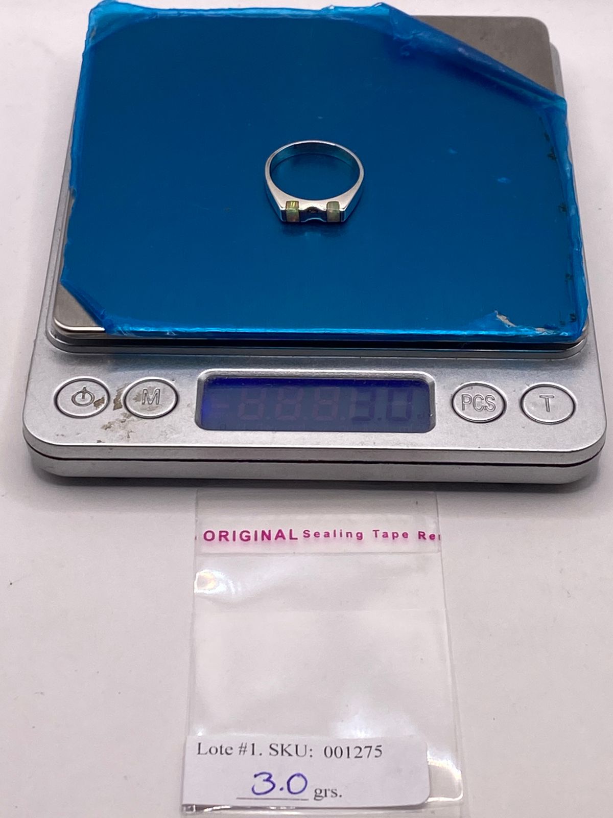 Anillo Delgado con Doble Incrustación de Ópalo de Fuego en Plata Ley 950