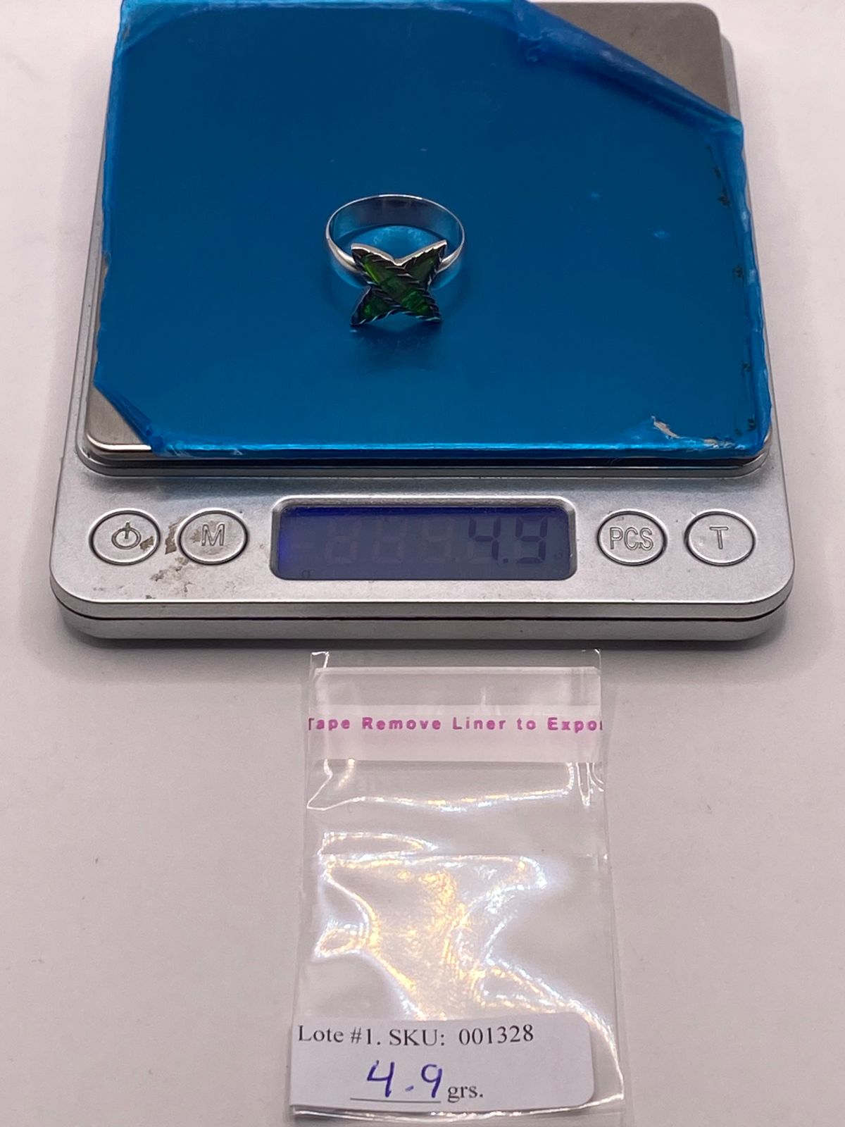 Anillo de Estrella en Plata Ley 950 con Ópalo Verde Azul
