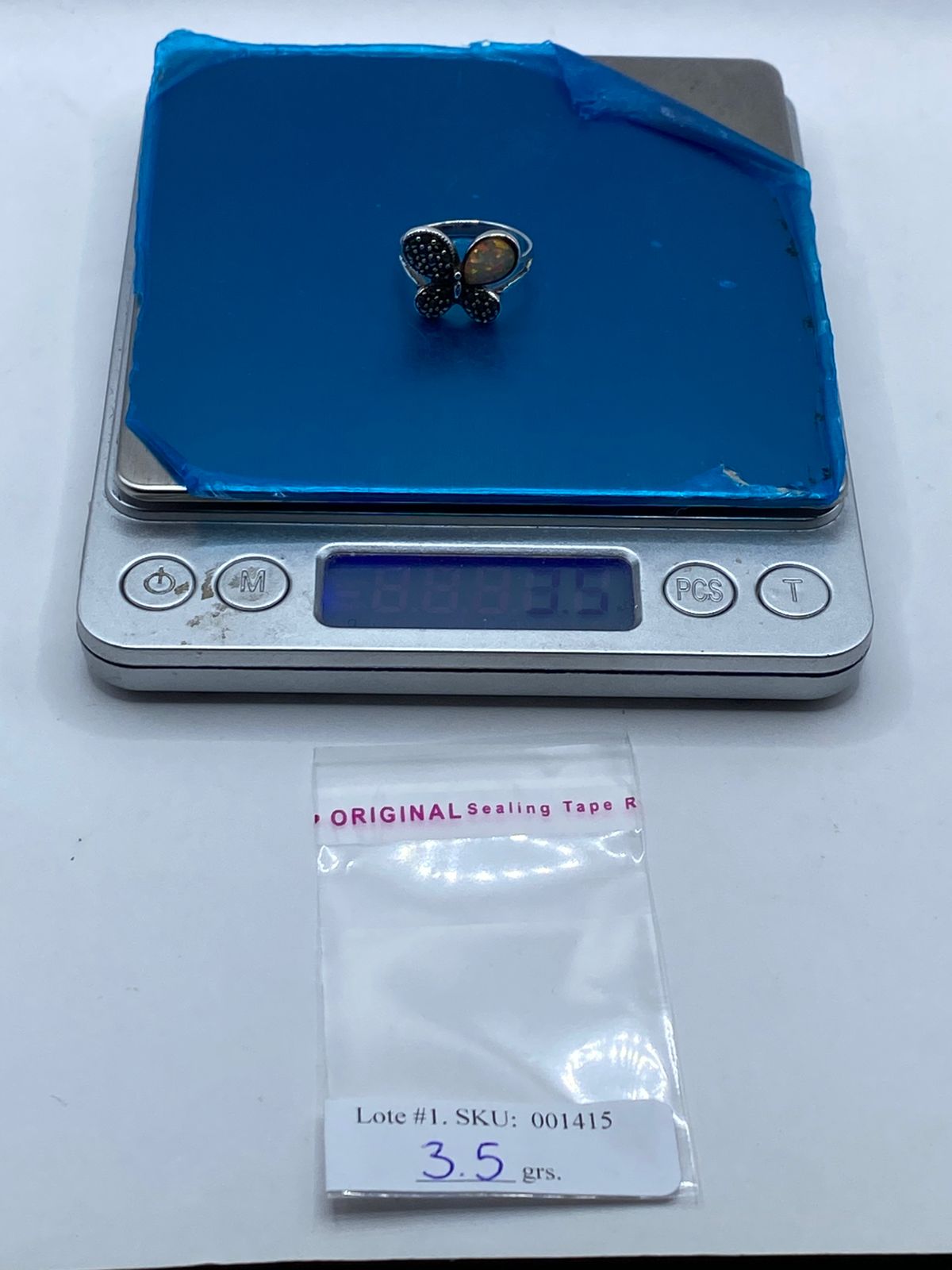 Anillo Mariposa de Plata Ley 925 con Ópalo de Fuego y Marquesita