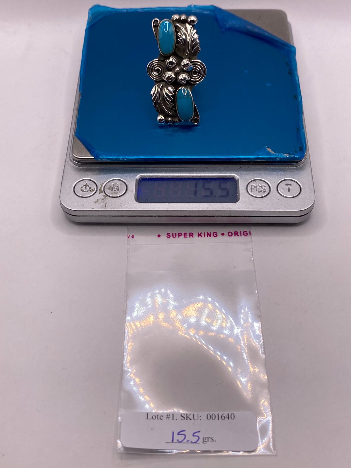 Anillo Navajo de Pluma de Plata Ley 925 con Turquesa
