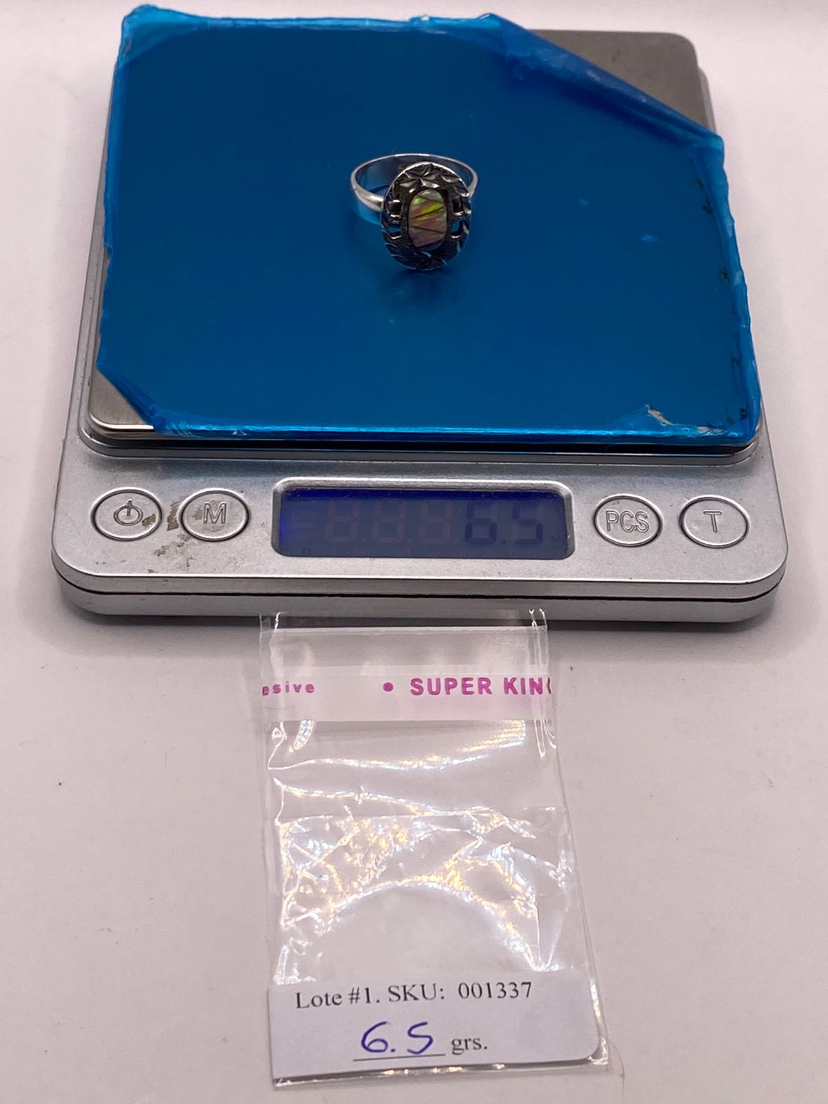 Anillo Ovalado de Plata Ley 950 con Ópalo de Fuego