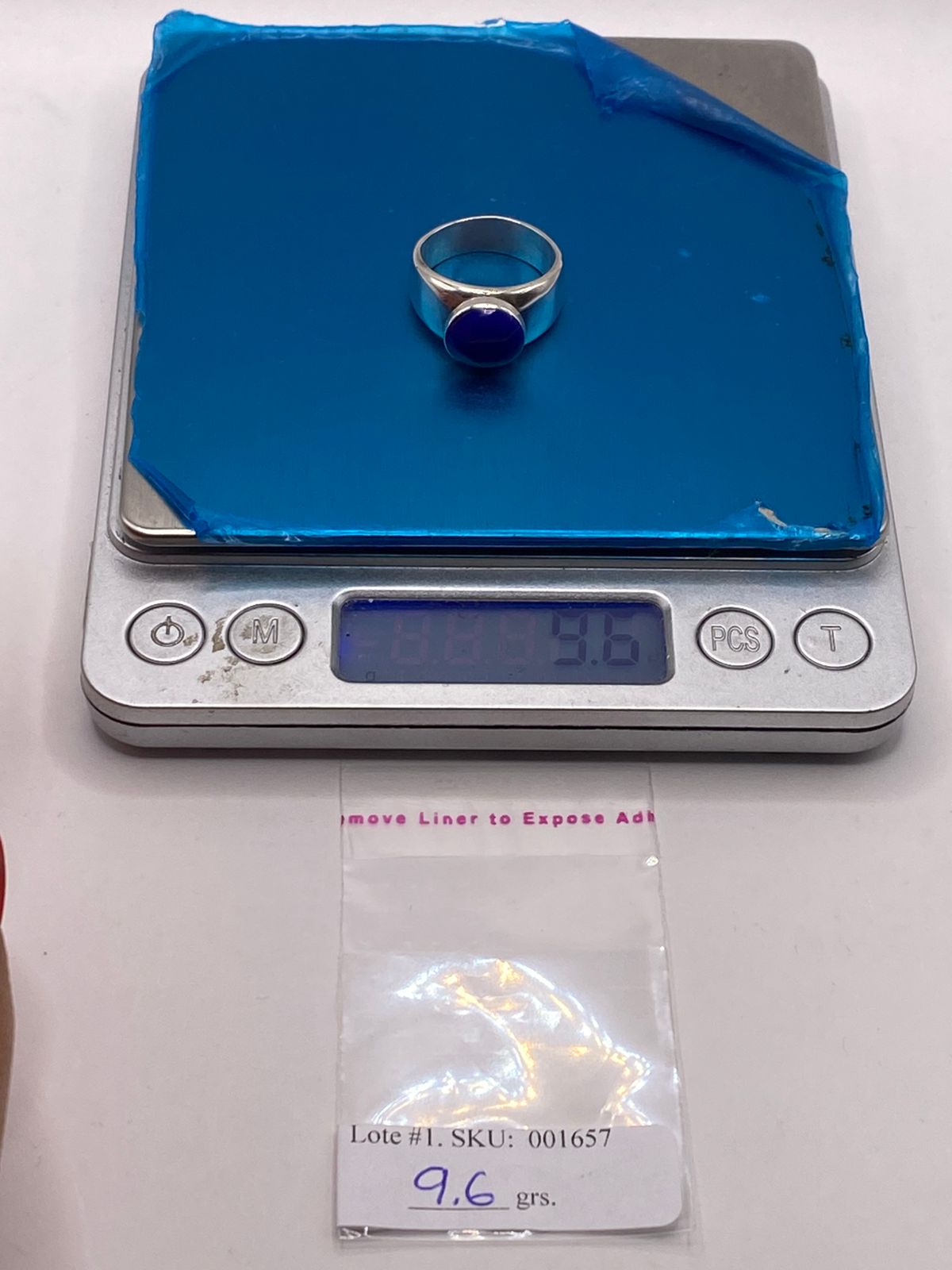 ANILLO DE PLATA LEY 925 CON ÁGATA AZUL