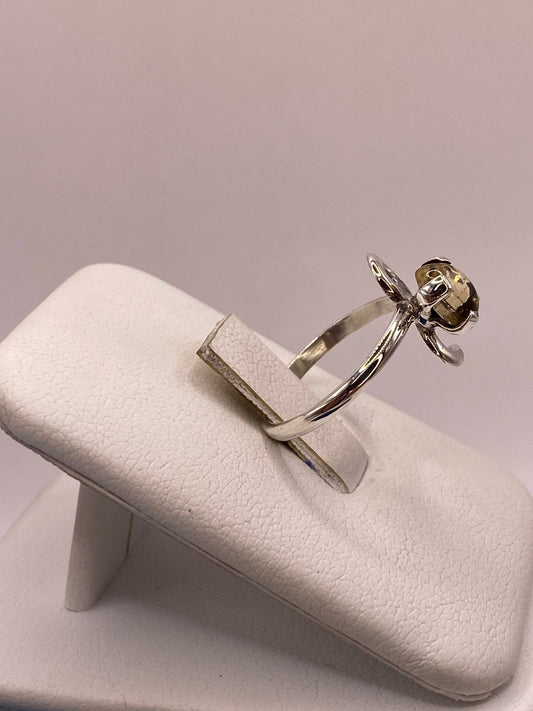 Anillo de Plata Ley 925 con Ámbar Ahumado, vista frontal