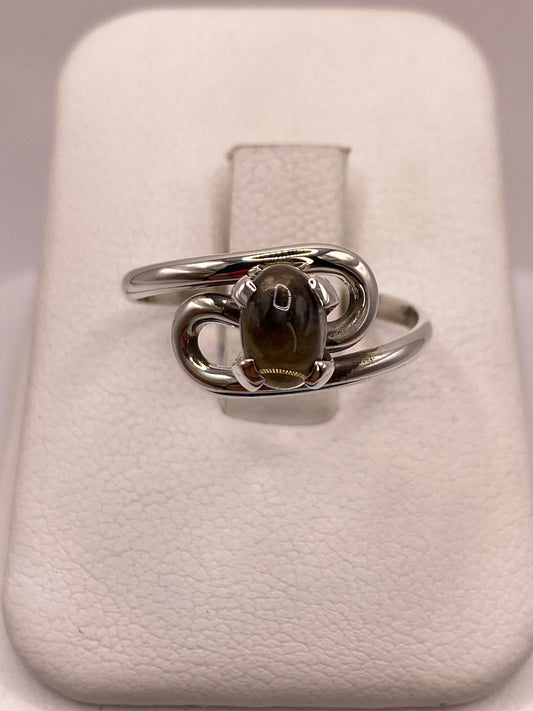 Anillo de Plata Ley 925 con Ámbar Ahumado, vista frontal