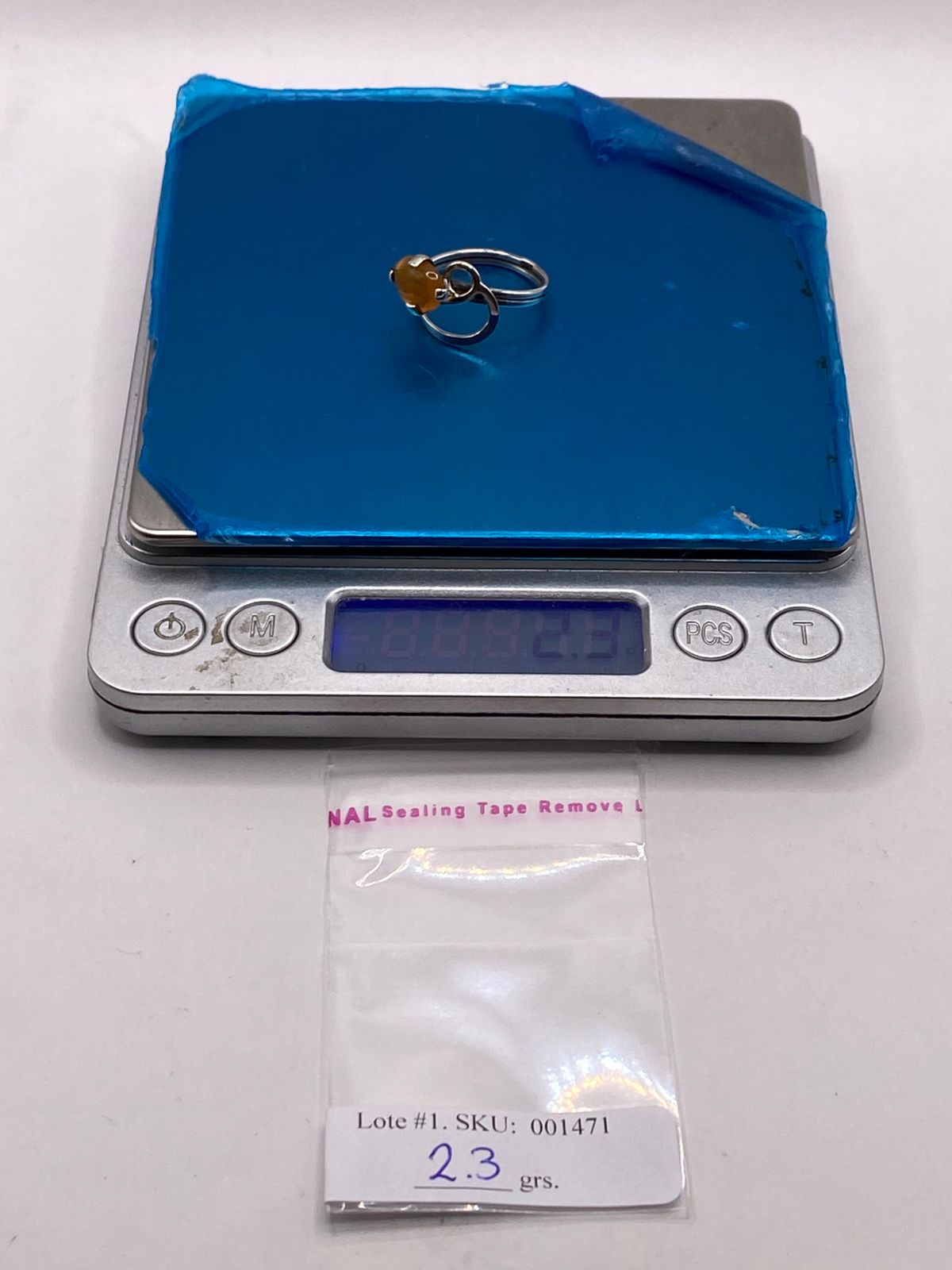 Anillo de Plata Ley 925 con Piedra Ámbar