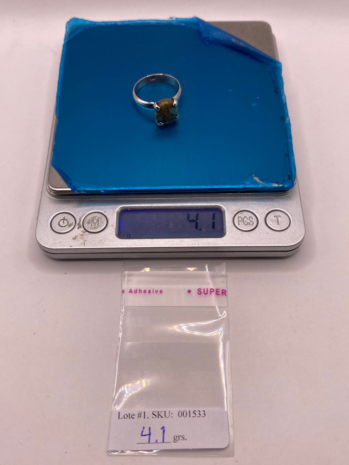 Anillo de Plata Ley 925 con Turquesa Natural