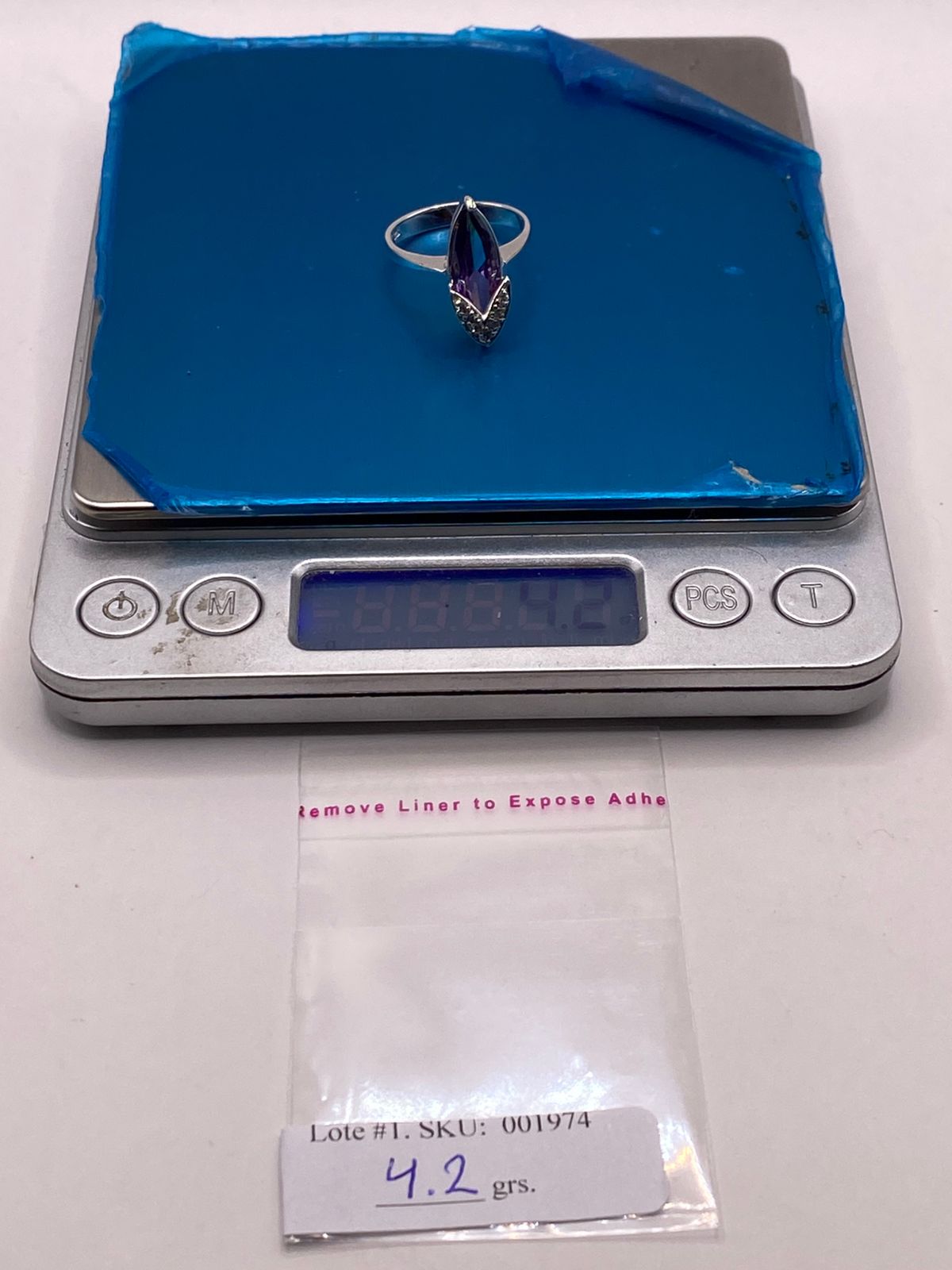 Anillo de Zirconia Púrpura Marquesa Plata Ley 925