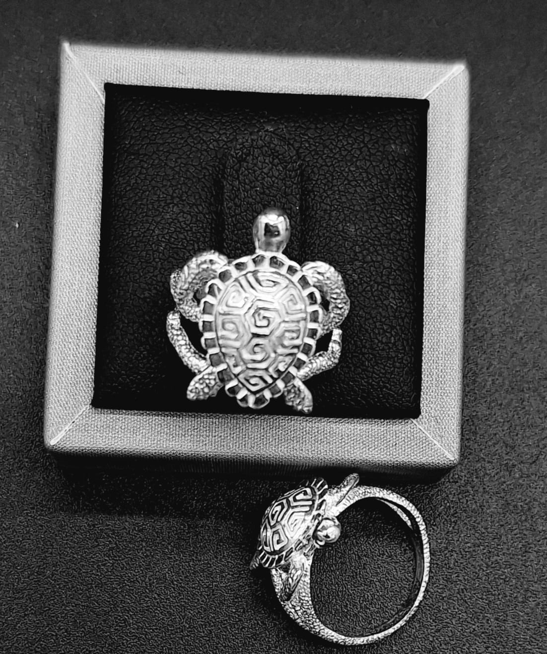 ANILLO PLATA LEY 950, TORTUGA