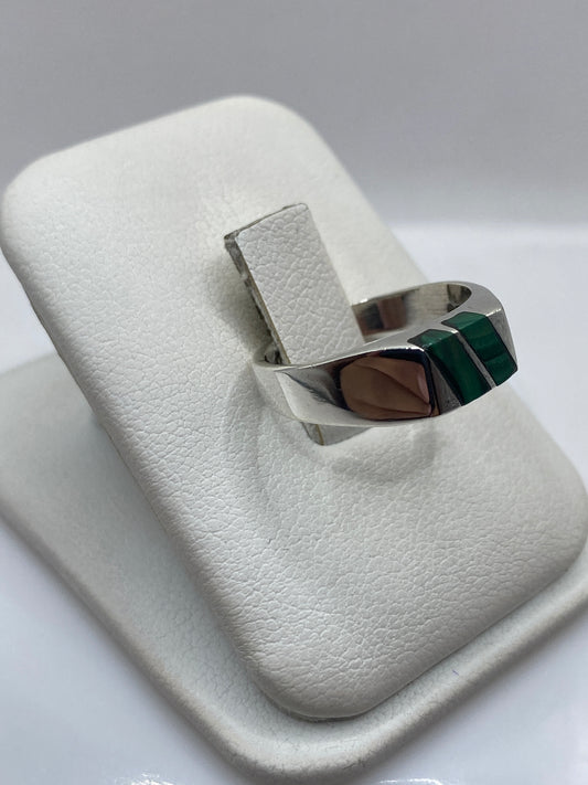 Anillo de Plata Malaquita Verde — Solitario Minimalista — foto 2