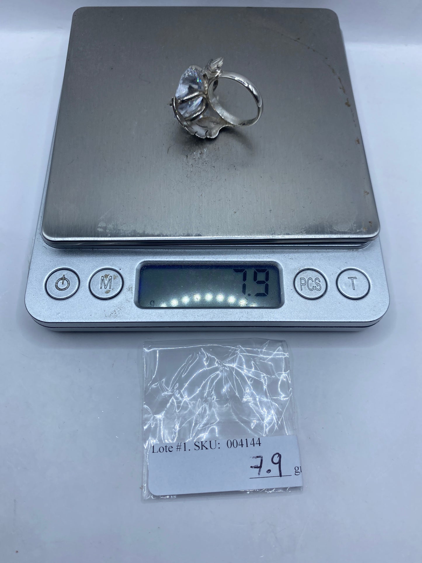 Anillo de Plata Solitario Circonia Blanca — Hojas Artesanales — foto 6