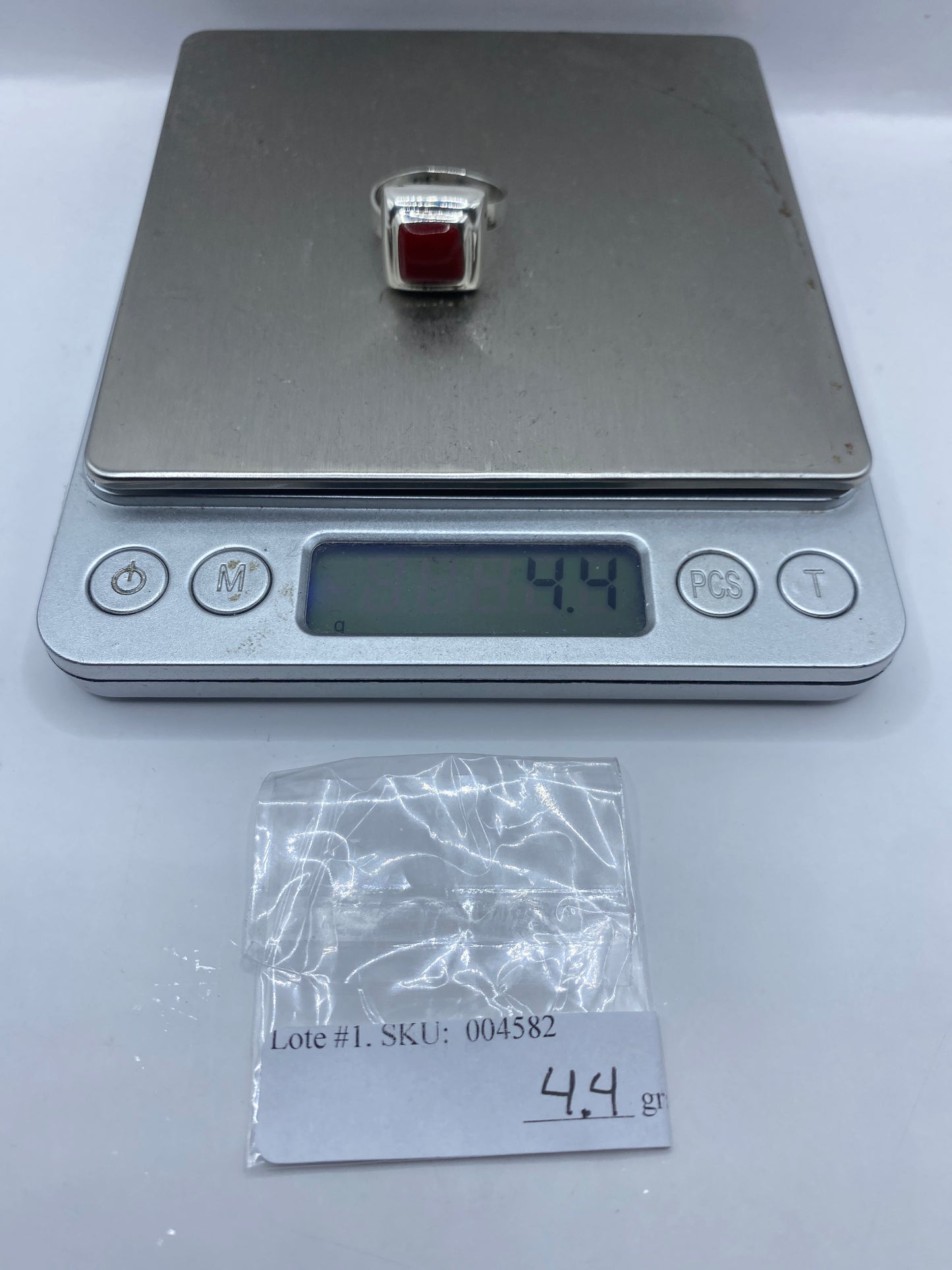 Anillo Ajustable Plata .925 con Piedra Roja — foto 6