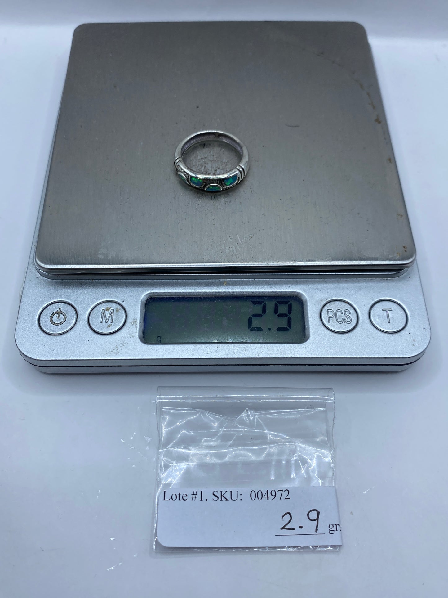Anillo de Plata con Ópalo de Fuego Azul Cielo — Taxco — foto 5