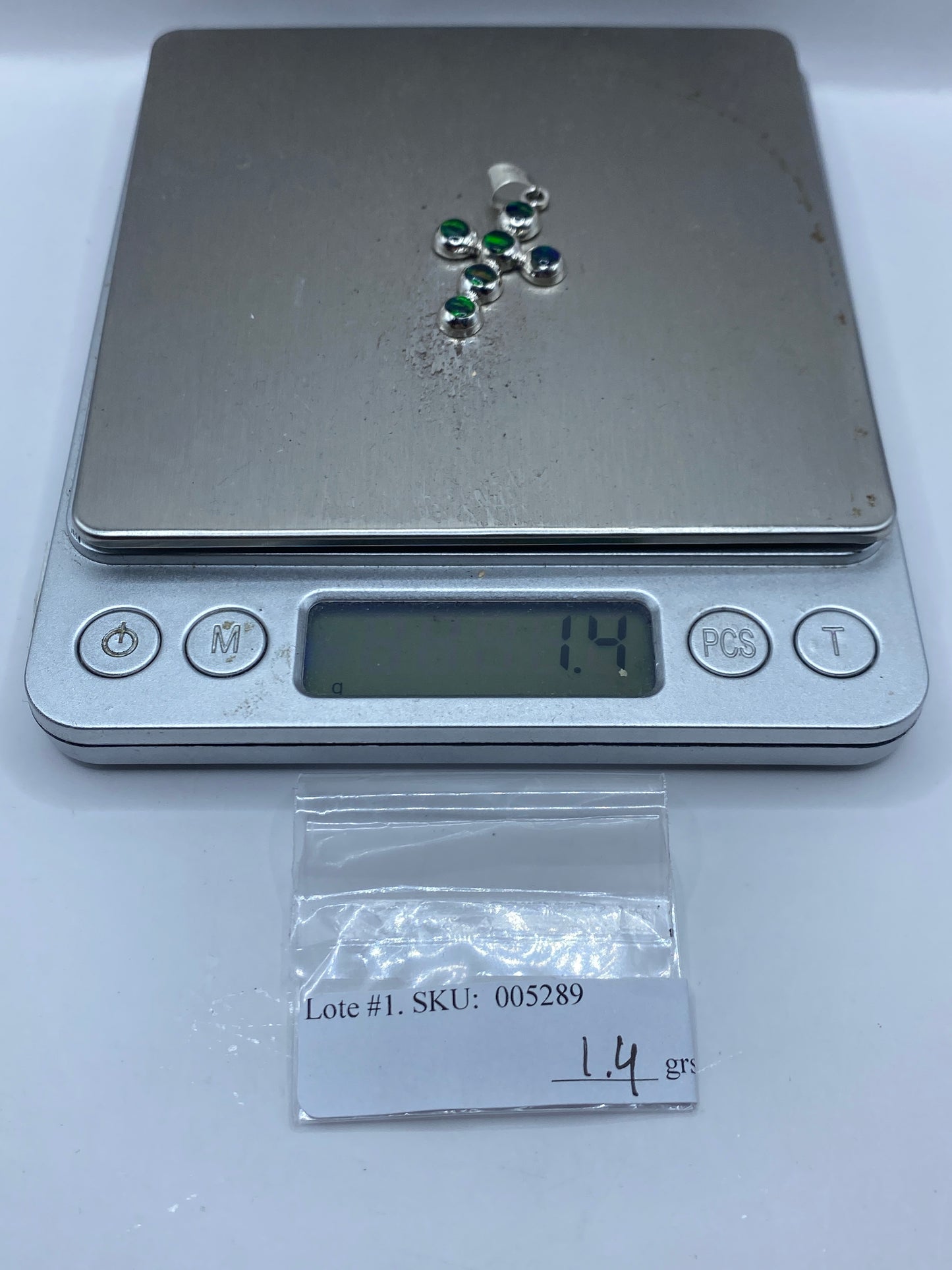 Dije Cruz de Plata .950 con Ópalo de Fuego Verde — foto 6