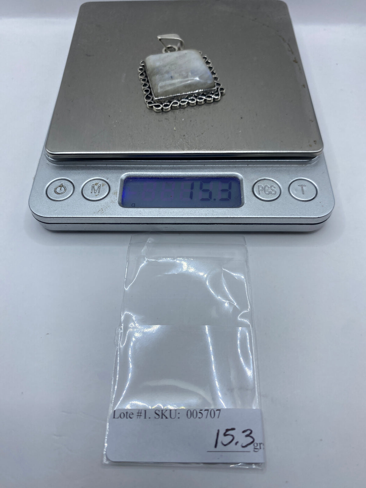 Dije de Plata Cuadrado con Piedra Engastada — Taxco .925 — foto 6