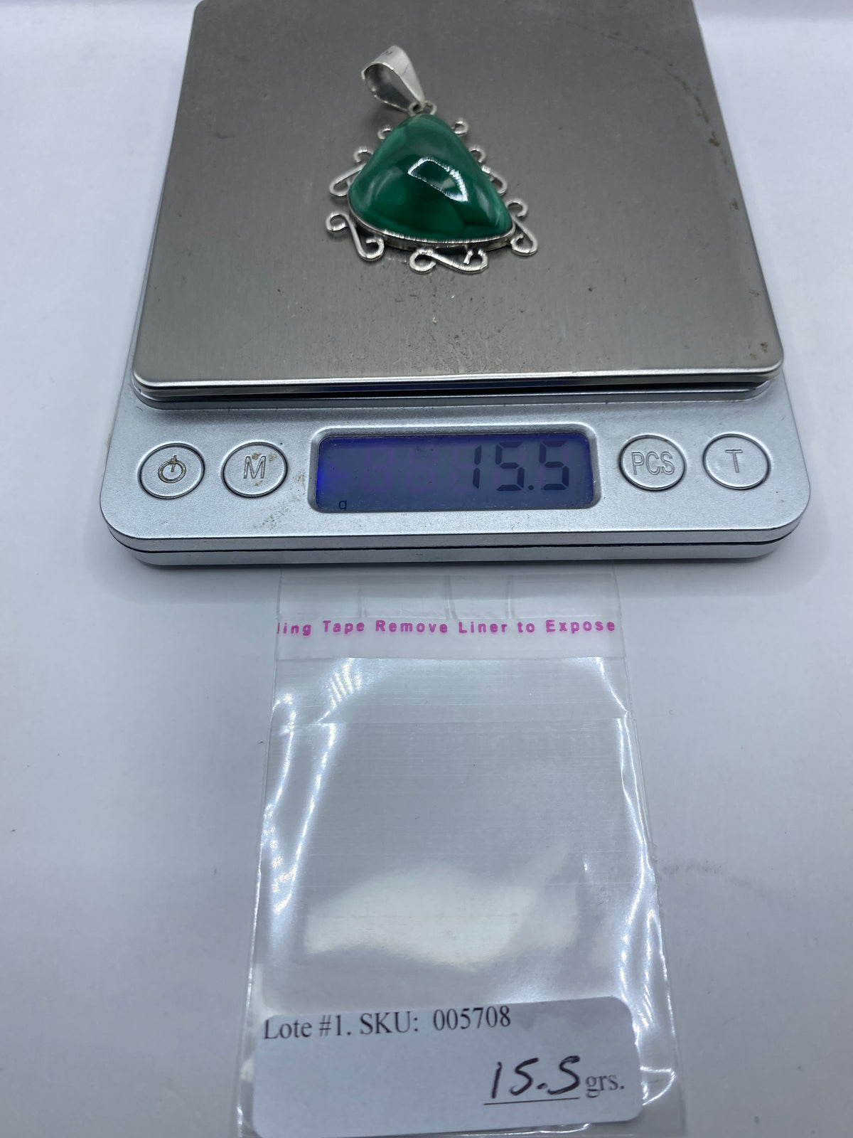 Dije de Plata con Malaquita Verde — Taxco .950 — foto 6