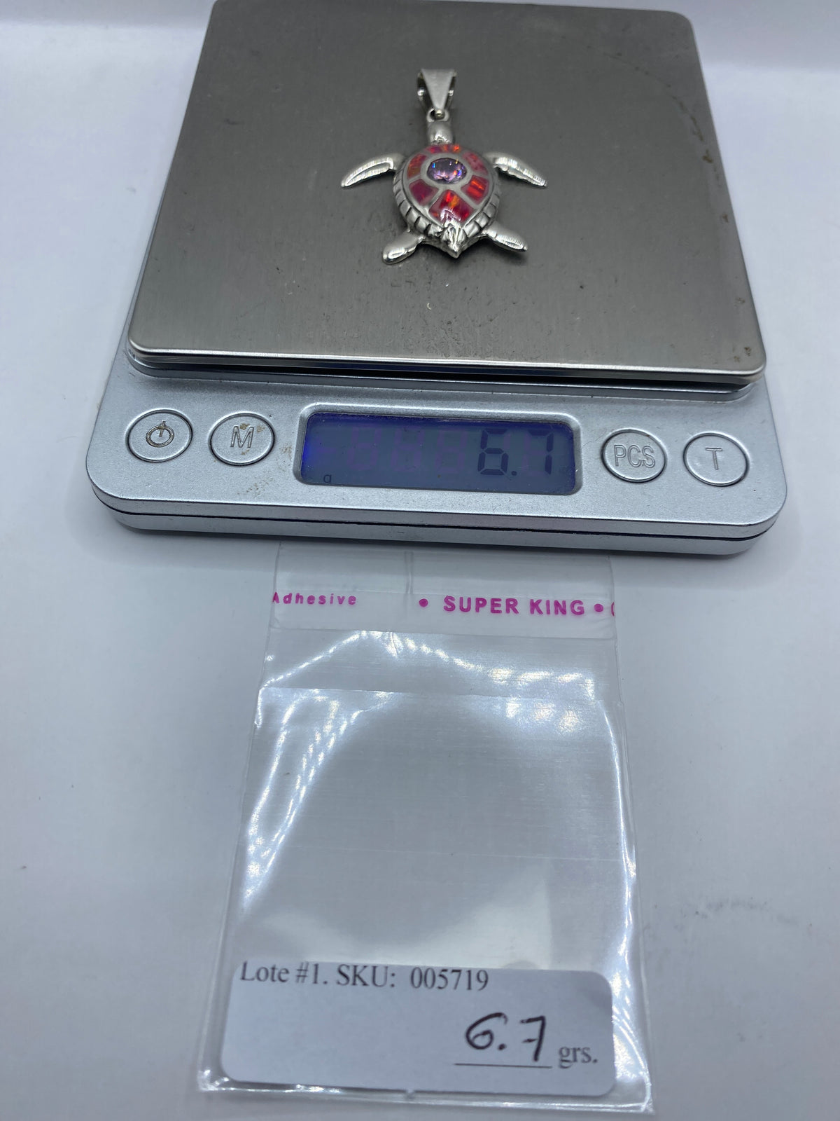 Dije de Plata Tortuga con Opalo de Fuego Rosa — Taxco .950 — foto 6