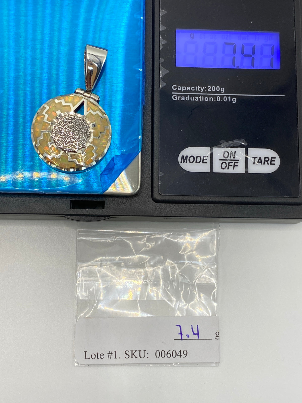 Dije Plata Calendario Azteca con Ópalo de Fuego — Taxco 950 — foto 6