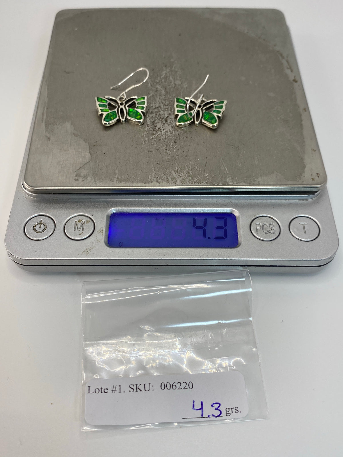 Aretes Plata 950 Ópalo de Fuego Verde — Taxco — foto 6