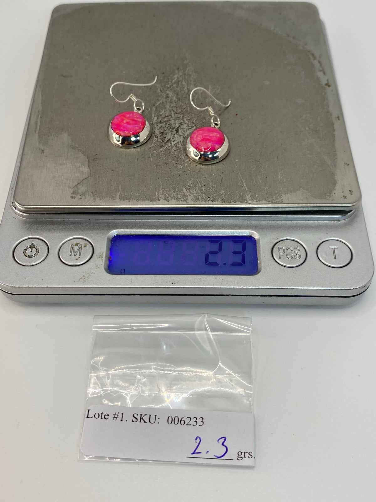 Aretes Plata 950 Opalo de Fuego Rosa — Taxco — foto 6