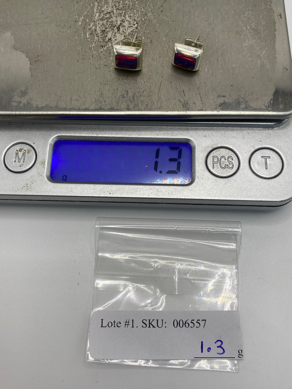 Aretes de Plata con Ópalo de Fuego Morado — Taxco 925 — foto 6