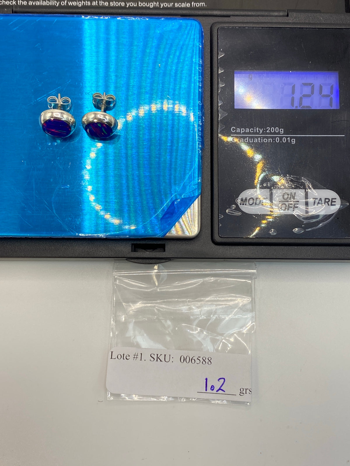 Aretes de Plata con Ópalo de Fuego Morada — Taxco — foto 6