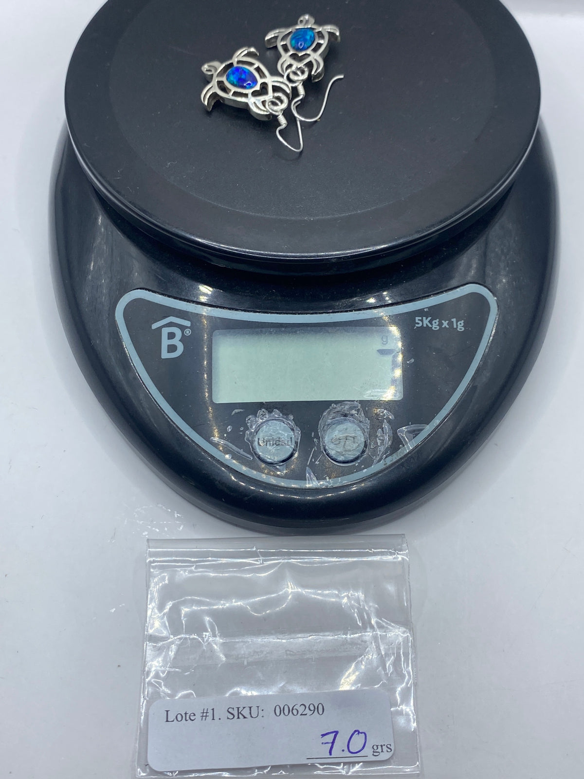 Aretes Plata 950 Ópalo de Fuego Azul — Taxco Hecho a Medida — foto 6
