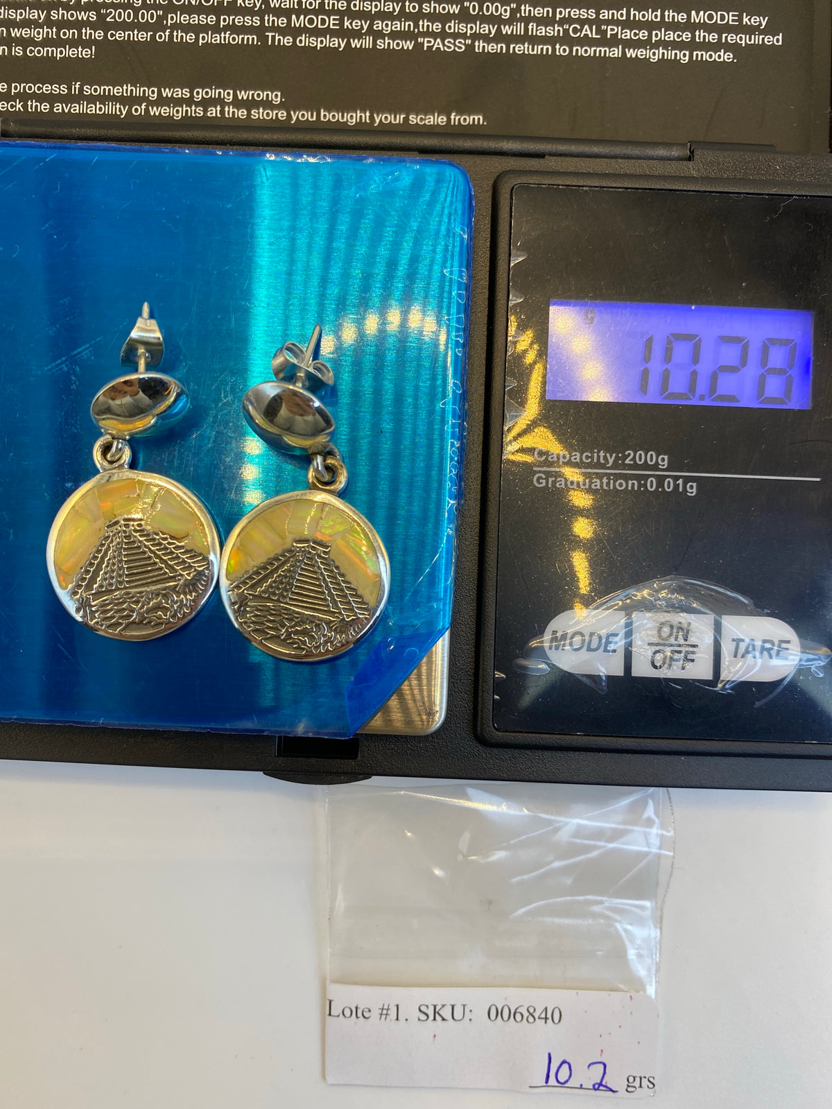 Aretes de Plata 950 Ópalo de Fuego — Pirámide Prehispánica — foto 6