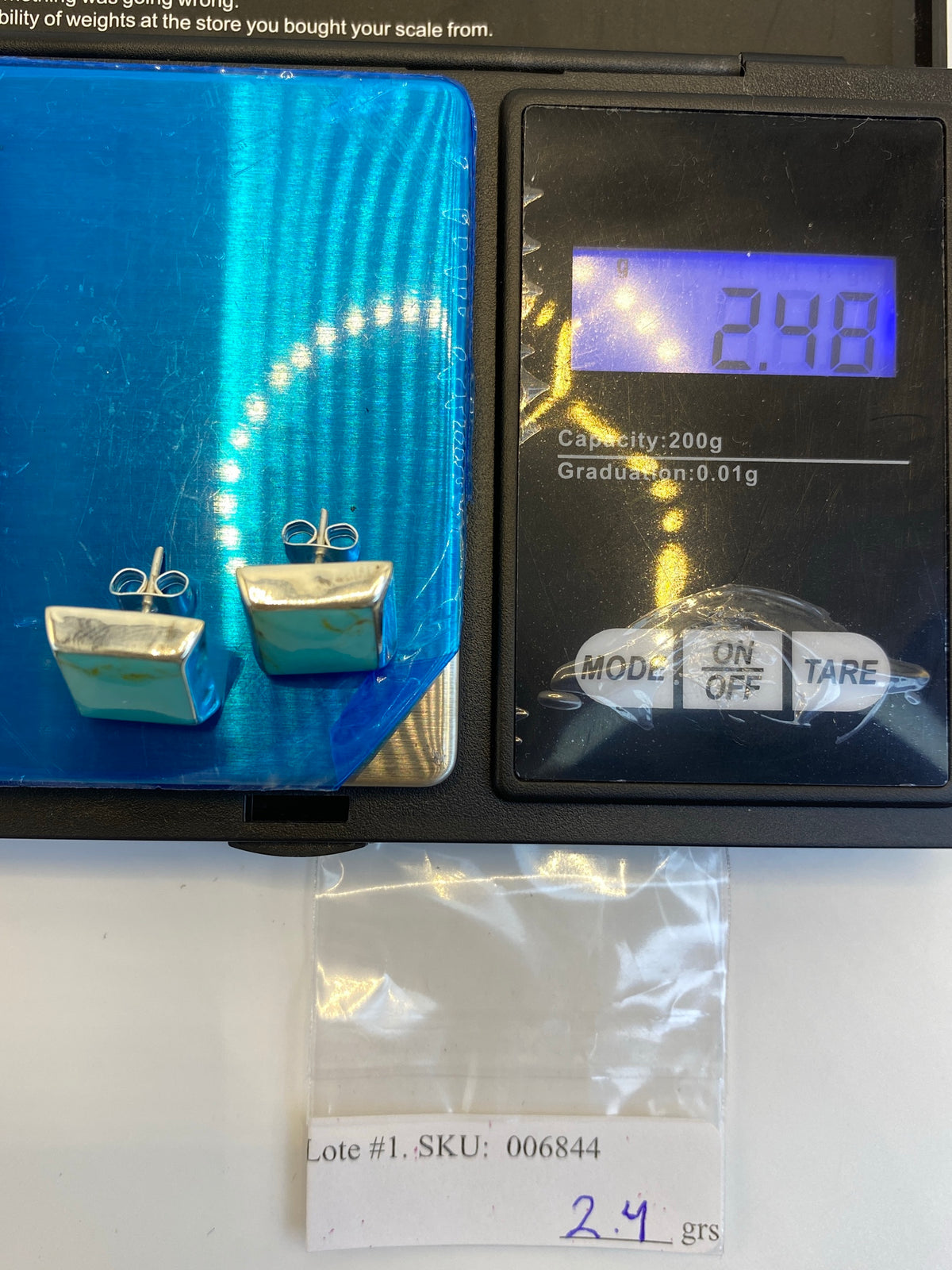 Aretes Plata Cuadrados Incrustación Multicolor — foto 6